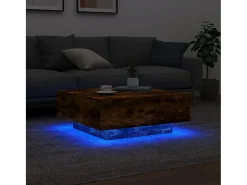 Mesa De Centro| Mesa de centro | Mesa de apoio com luzes LED 80x80x31 cm carvalho fumado Castanho