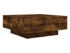 Mesa De Centro| Mesa de centro | Mesa de apoio com luzes LED 80x80x31 cm carvalho fumado Castanho