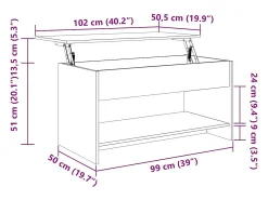 Mesa De Centro| Mesa de centro | Mesa de apoio 102x50x52.5cm madeira processada cinza cimento Cinzento