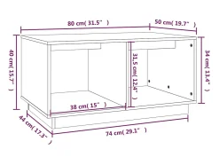 Mesa De Centro| Mesa de centro | Mesa de apoio | Mesa de café 80x50x40 cm madeira de pinho maciça Castanho