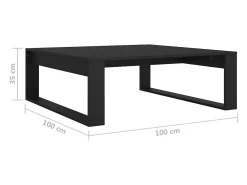 Mesa de centro | Mesa de apoio 100x100x35 cm derivados de madeira Preto