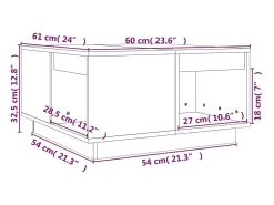 Mesa de centro | Mesa de apoio 60x61x32.5 cm madeira pinho maciça -mel^ Mesa De Centro
