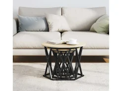 Hot Mesa de centro | Mesa Lateral Empilhável 3 pcs Carvalho sonoma 53x53x40 cm Castanho