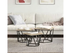 Mesa De Centro| Mesa de centro 3 pcs Carvalho sonoma 50x50x40 cm Castanho