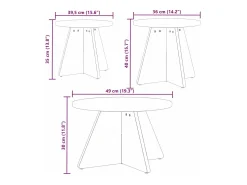 Mesa de centro 3 pcs -mel 49x49x30 cm^ Mesa De Centro