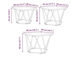 Mesa De Centro| Mesa de centro 3 pcs Madeira antiga 50x50x40 cm Castanho