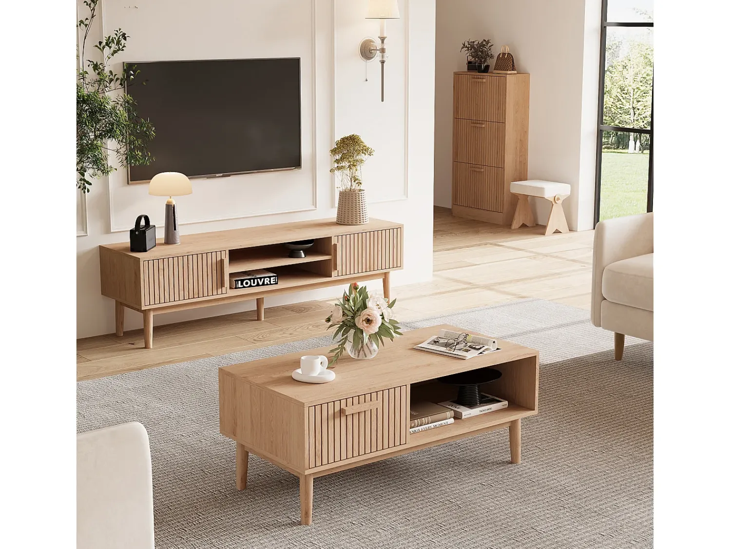 Online Mesa de Centro - Sala de Estar, Sala de Jantar, C110 x L50 x A43cm Castanho