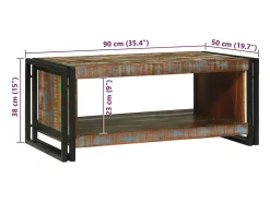 Mesa De Centro|vidaxl Mesa de centro 90 x 50 x 38 cm Madeira Reforçada Sólida Multicor