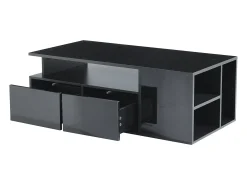 Mesa De Centro|Hauss Spole Mesa de centro 100 x 50 x 35 cm com iluminação LED e 2 gavetas - Preta Preto