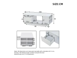 New Hauss Spole Mesa de centro 100 x 50 x 36 cm com gaveta, LED - Branca Branco