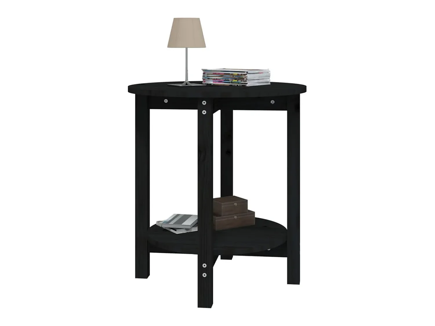 Mesa De Centro*vidaxl Mesa de centro Ø 55x60 cm madeira de pinho maciça Preto