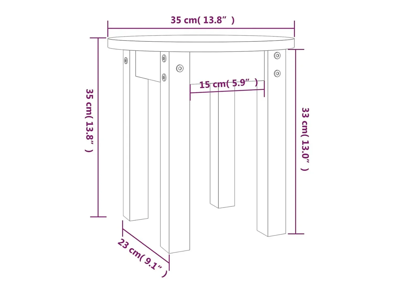 Mesa De Centro*vidaxl Mesa de centro Ø 35x35 cm madeira de pinho maciça Branco