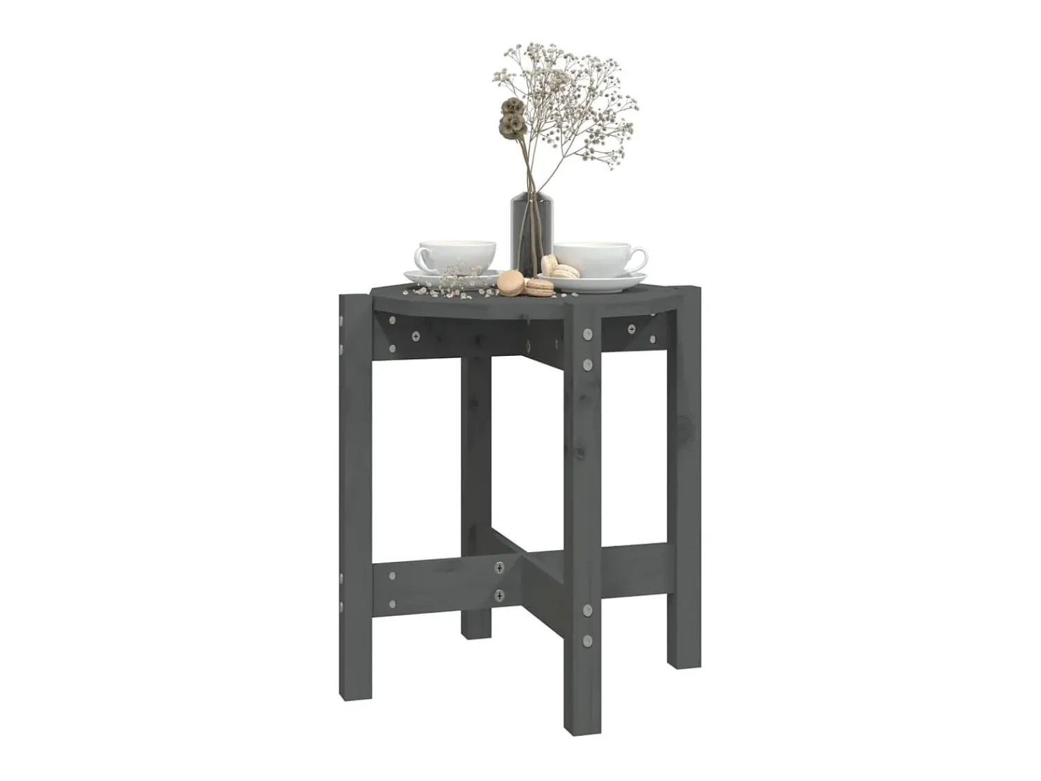 Sale vidaxl Mesa de centro Ø 42,5x45 cm madeira de pinho maciça Cinzento