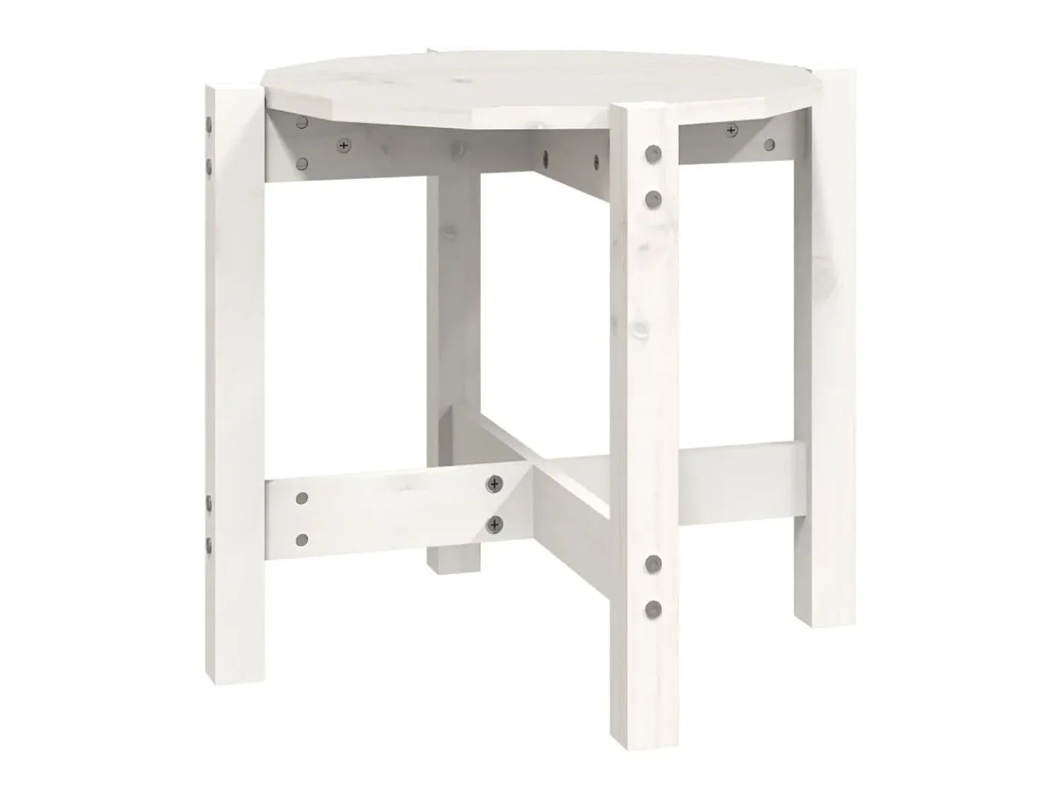 Mesa De Apoio| Mesa de centro Ø 52,5x45 cm madeira de pinho maciça PT383497 Branco