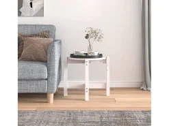 Mesa De Apoio| Mesa de centro Ø 52,5x45 cm madeira de pinho maciça PT383497 Branco