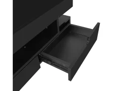 Mesa De Centro| Mesa de centro, acabamento alto brilho, com LED, 4 gavetas à frente e atrás, amplo espaço de arrumação 80x50x36cm, Preto