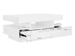 Mesa De Centro* Mesa de centro, acabamento alto brilho, com LED, 4 gavetas à frente e atrás, amplo espaço de arrumação 80x50x36cm, Branco