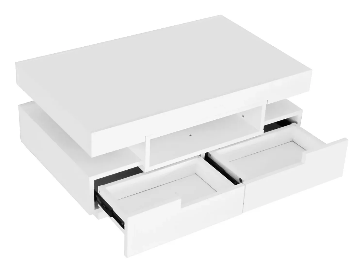 Mesa De Centro* Mesa de centro, acabamento alto brilho, com LED, 4 gavetas à frente e atrás, amplo espaço de arrumação 80x50x36cm, Branco