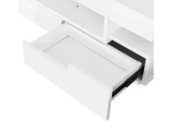Mesa De Centro* Mesa de centro, acabamento alto brilho, com LED, 4 gavetas à frente e atrás, amplo espaço de arrumação 80x50x36cm, Branco