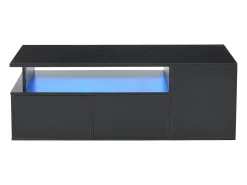 Mesa De Centro|ModernLuxe Mesa de centro alto brilho 100×50×35 cm - com iluminação LED - 2 gavetas - 3 compartimentos - Preto