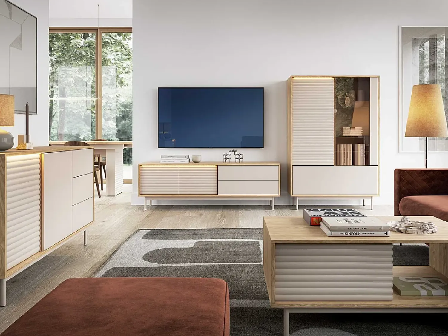 Outlet Mesa de Centro AMBIHOME LILLA - Caxemira, C100xA47xP60cm Bege