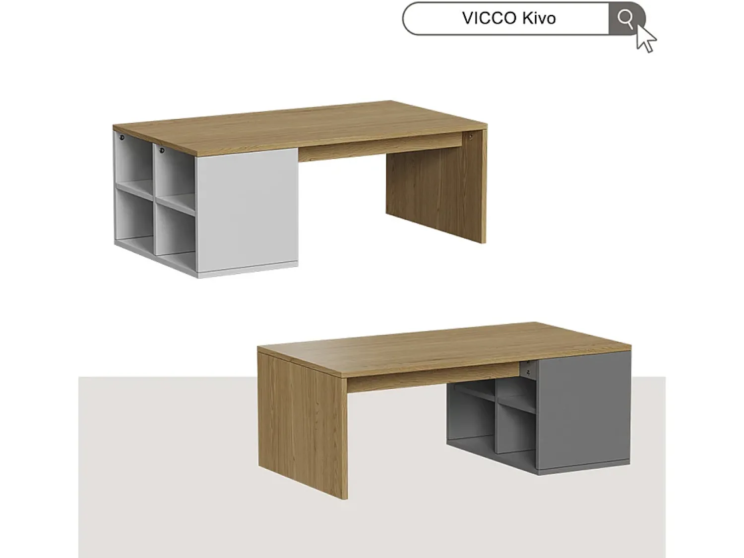 Mesa De Centro|Vicco Mesa de centro antracite 90x50x33.6 kivo Cinza antracite