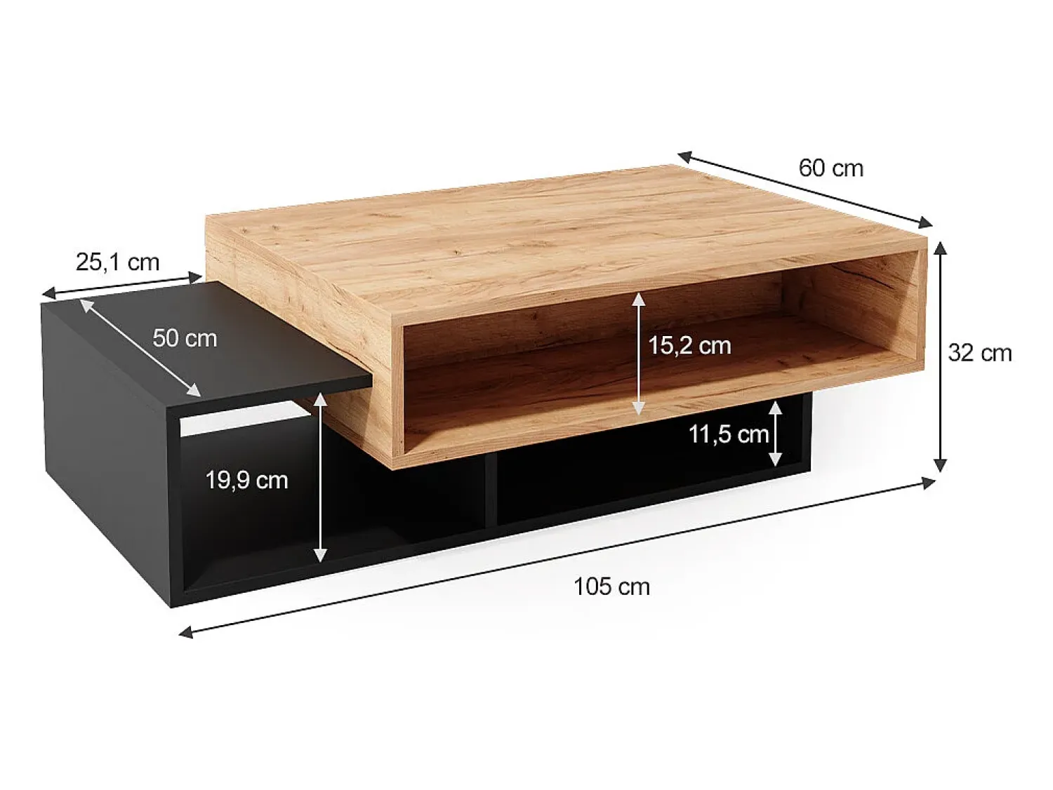 Outlet Vicco Mesa de centro antracite 105x60x32 bari Cinza antracite