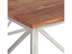 New Mesa de centro aço inoxidável/madeira de acácia maciça PT719328 Prateado