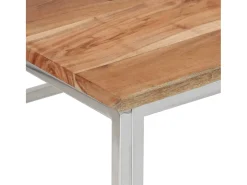 Discount Mesa de centro aço inoxidável/madeira de acácia maciça PT701023 Prateado