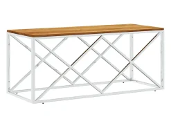 Sale vidaxl Mesa de centro aço inoxidável e madeira de acácia maciça Prateado