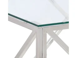Mesa De Centro*vidaxl Mesa de centro aço inoxidável e vidro temperado Prateado
