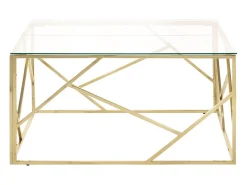Mesa De Centro| Mesa de centro aço inoxidável e vidro temperado PT137226 Dourado