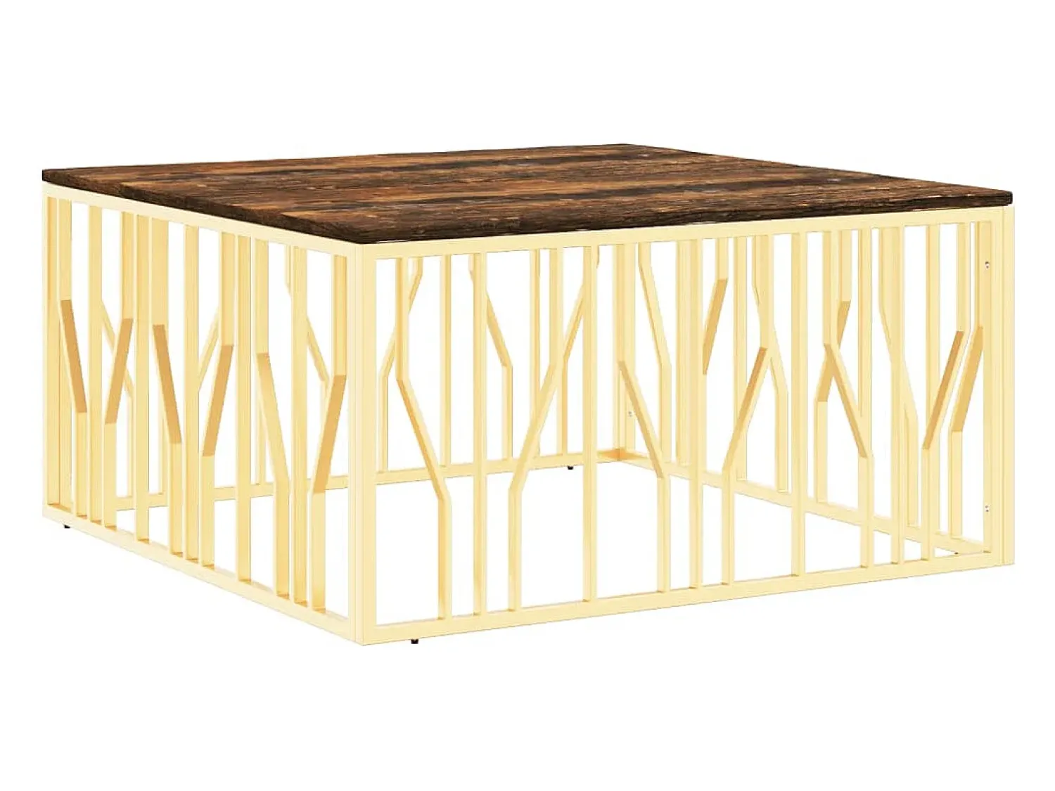 Mesa De Centro*vidaxl Mesa de centro aço inoxidável/madeira recuperada maciça Dourado