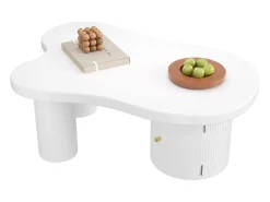 Mesa De Centro|Merax Mesa de centro assimétrica - 100 x 60 x 37 cm - com armazenamento - elegante e robusta - MDF - branca Branco