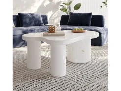 Mesa De Centro|Merax Mesa de centro assimétrica - 100 x 60 x 37 cm - com armazenamento - elegante e robusta - MDF - branca Branco