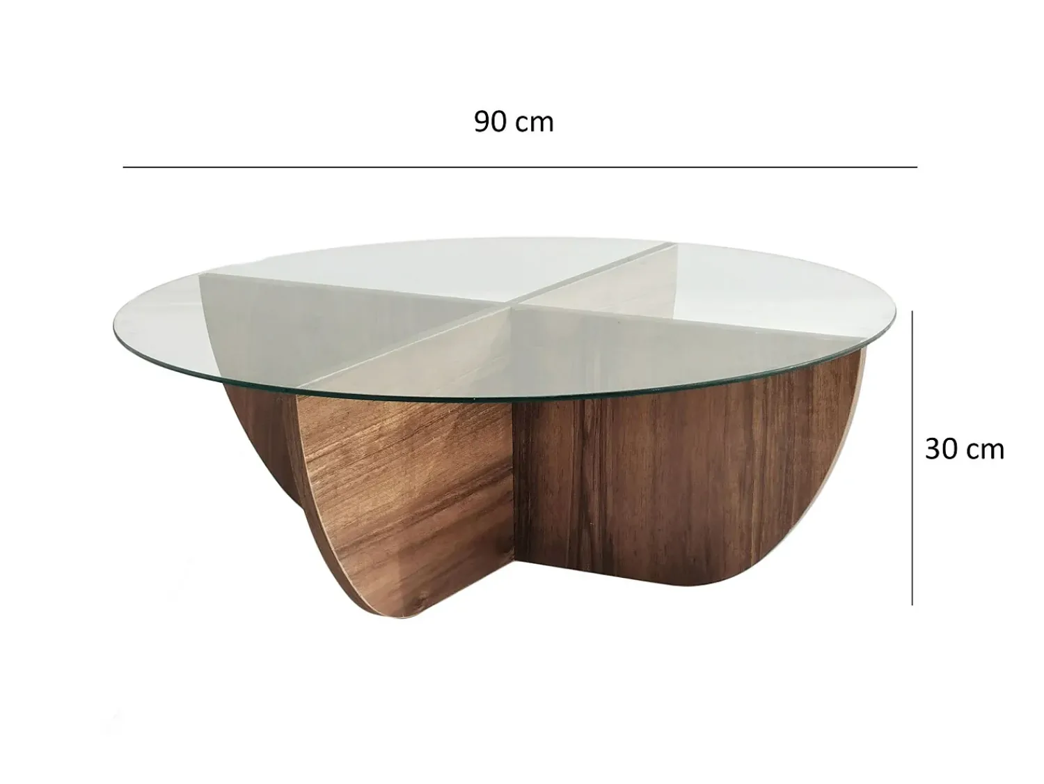 Outlet Vente-unique Mesa de centro AYSUN em vidro temperado - tons escuro natural e transparente. Transparente / Natural escuro