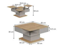 Mesa De Centro|Vicco Mesa de centro 80x45x80 movira Bege