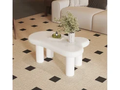 Mesa De Centro| Mesa de centro branca - Mesa de apoio com iluminação LED e 1 gaveta - para sala de estar Branco