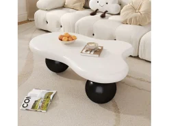 Online Mesa de centro branca - Mesa de centro com iluminação LED e pés redondos pretos - design em forma de nuvem - para sala de estar e quarto de criança Preto / Branco