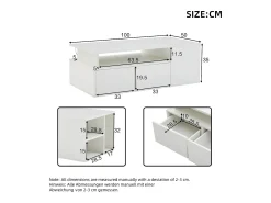 Mesa De Centro* Mesa de centro branca - Mesa de centro com iluminação LED e 2 gavetas - Arrumação aberta Branco