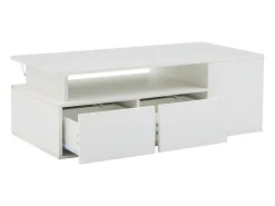 Mesa De Centro* Mesa de centro branca - Mesa de centro com iluminação LED e 2 gavetas - Arrumação aberta Branco