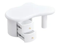Mesa De Centro* Mesa de centro branca - Mesa de apoio com 2 gavetas e pés de coluna - para sala de estar Branco
