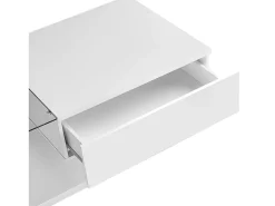 Mesa De Centro*Hauss Spole Mesa de centro branca brilhante com gaveta e LED, tampo em vidro 105x55x32,5cm Branco