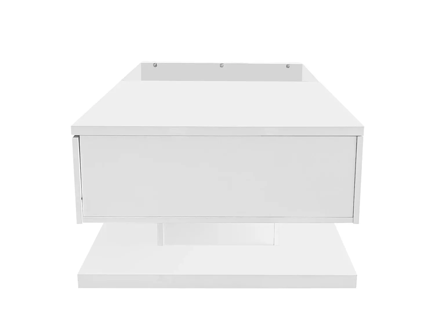 Mesa De Centro*Hauss Spole Mesa de centro branca brilhante com gaveta e LED, tampo em vidro 105x55x32,5cm Branco