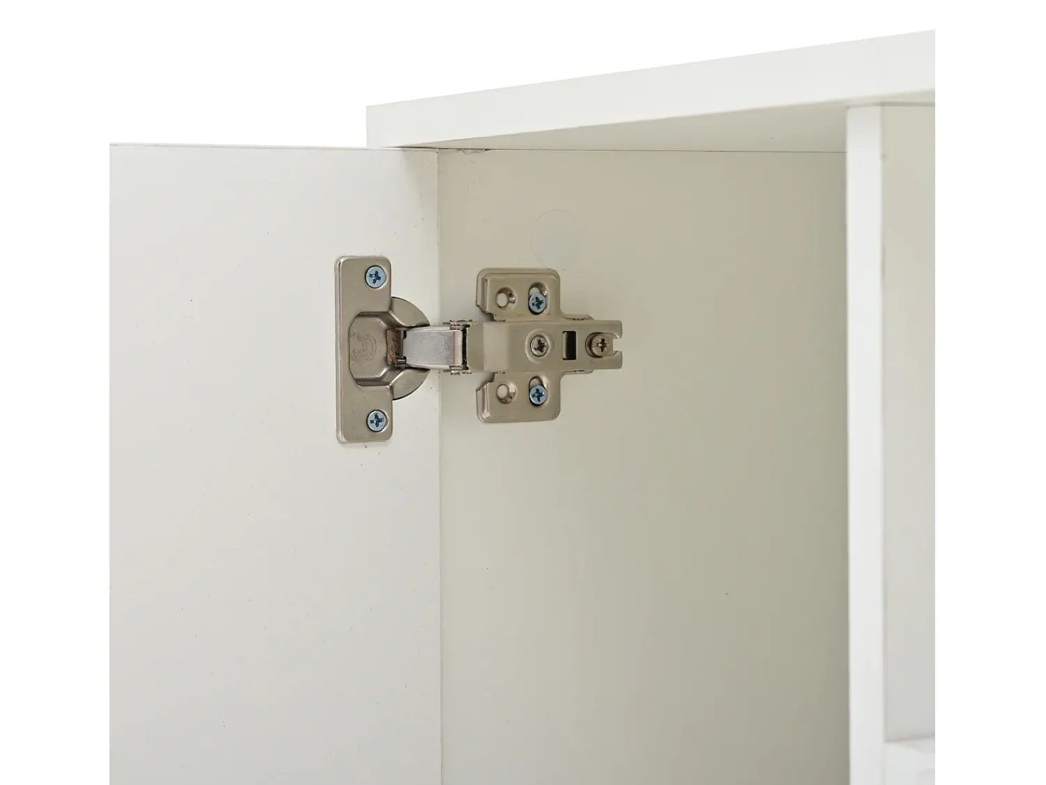 Clearance Mesa de centro branca com 2 portas e 1 gaveta - Tampo brilhante e iluminação LED - Design irregular Branco