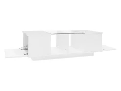 Hauss Spole Mesa de centro branca com iluminação LED e espaço de arrumação - Tampo brilhante e painel central em vidro Branco