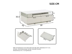 Mesa De Centro*Hauss Spole Mesa de centro branca com 2 gavetas, iluminação LED e tampo amovível 90x45x35,5cm Branco