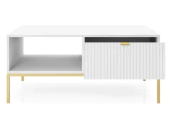 Mesa De Centro* Mesa de centro: , dourado, 104 x 46 x 68 cm, puxadores dourados Branco