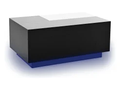 Mesa De Centro*Merax Mesa de centro brilhante - 80 x 50 x 35,5 cm - tampo extensível + 1 gaveta + LEDs - MDF - Preto