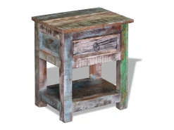 Mesa De Centro| Mesa de centro c/ 1 gaveta madeira reciclada sólida 43x33x51 cm PT785707 Multicor